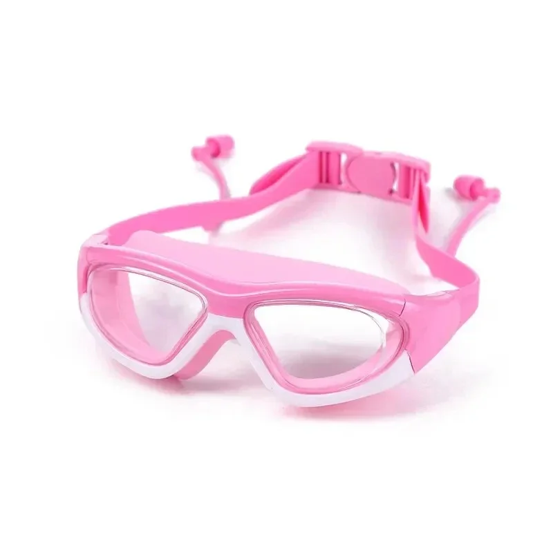 Wasserdichte und beschlagfreie Schwimmbrille für Kinder mit großem Rahmen, praktische Schwimmbrille mit Silikon-ohrstöpseln. – Detail 12
