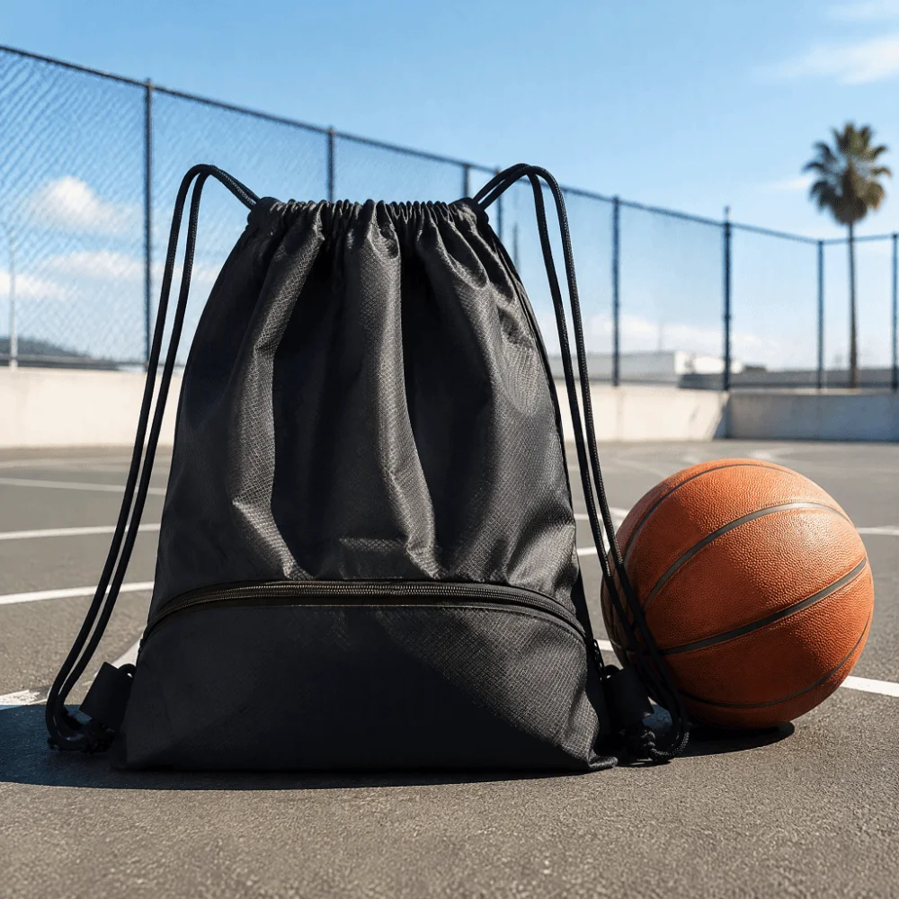 Versatile Large capacity Sports Drawstring Pocket Waterproof Oxford Lightweight Sport Gym Bag Folding Zipper Bag Outdoor