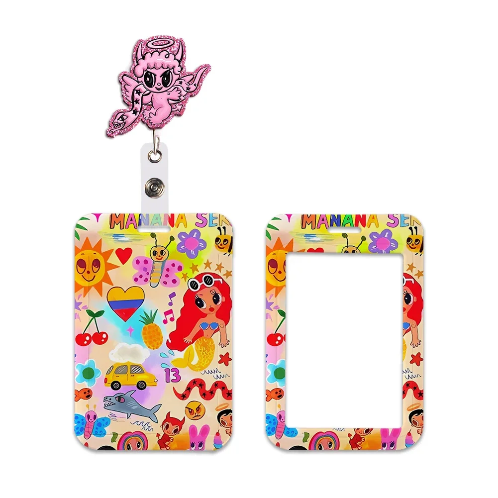 

ID Badge Holder Singer Star Neck Strap Polyester Stationery ID Card Holder Lanyard Keychain Glitter Acrylic Reel Clip Holder