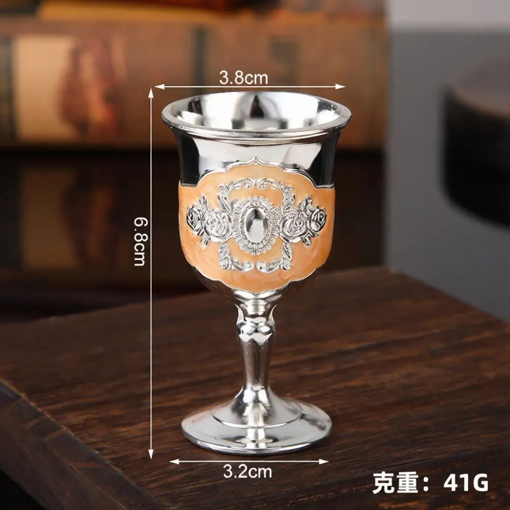 Vintage Metal Liquor Glass European Luxury Craftsmanship Small Wine Cup Ornate Barware Table Decoration Whiskey Shot Goblet
