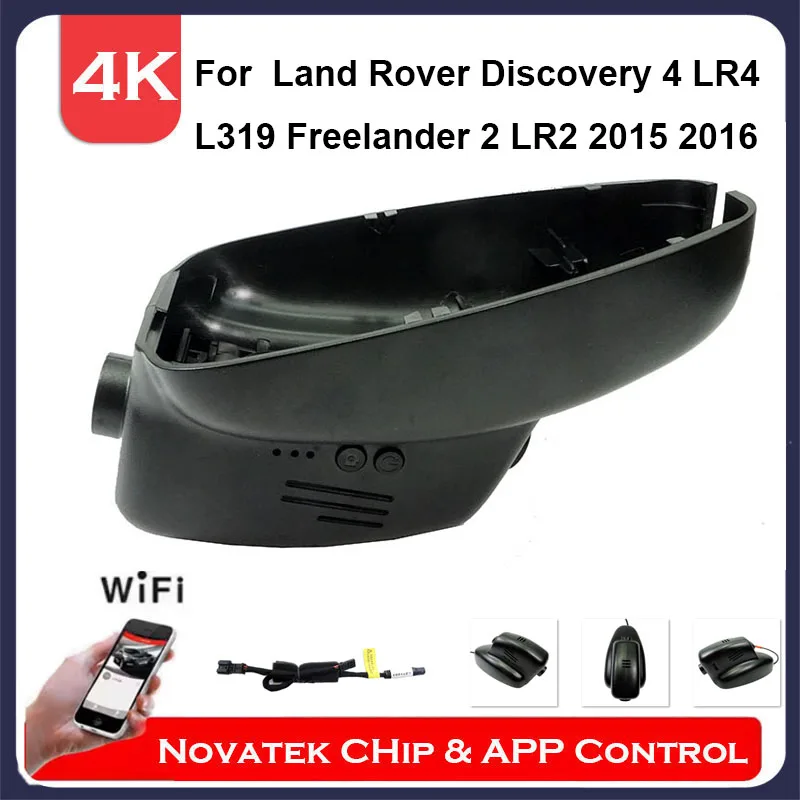 4K Front And Rear Cam Wifi Dash Camfor Land Rover Discovery 4 LR4 L319 Freelander 2 LR2 2015 2016,Plug and Play Car DVR with APP