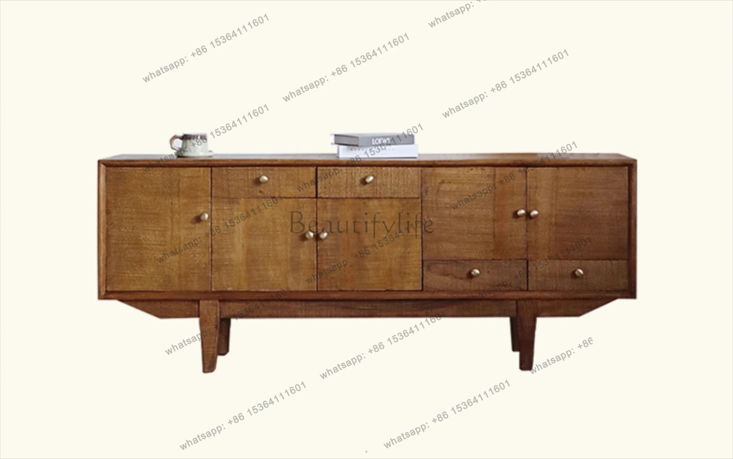 

Mobile TV medievale, portaoggetti in legno massello per soggiorno, mobile da pranzo retrò giapponese, mobile con schienal