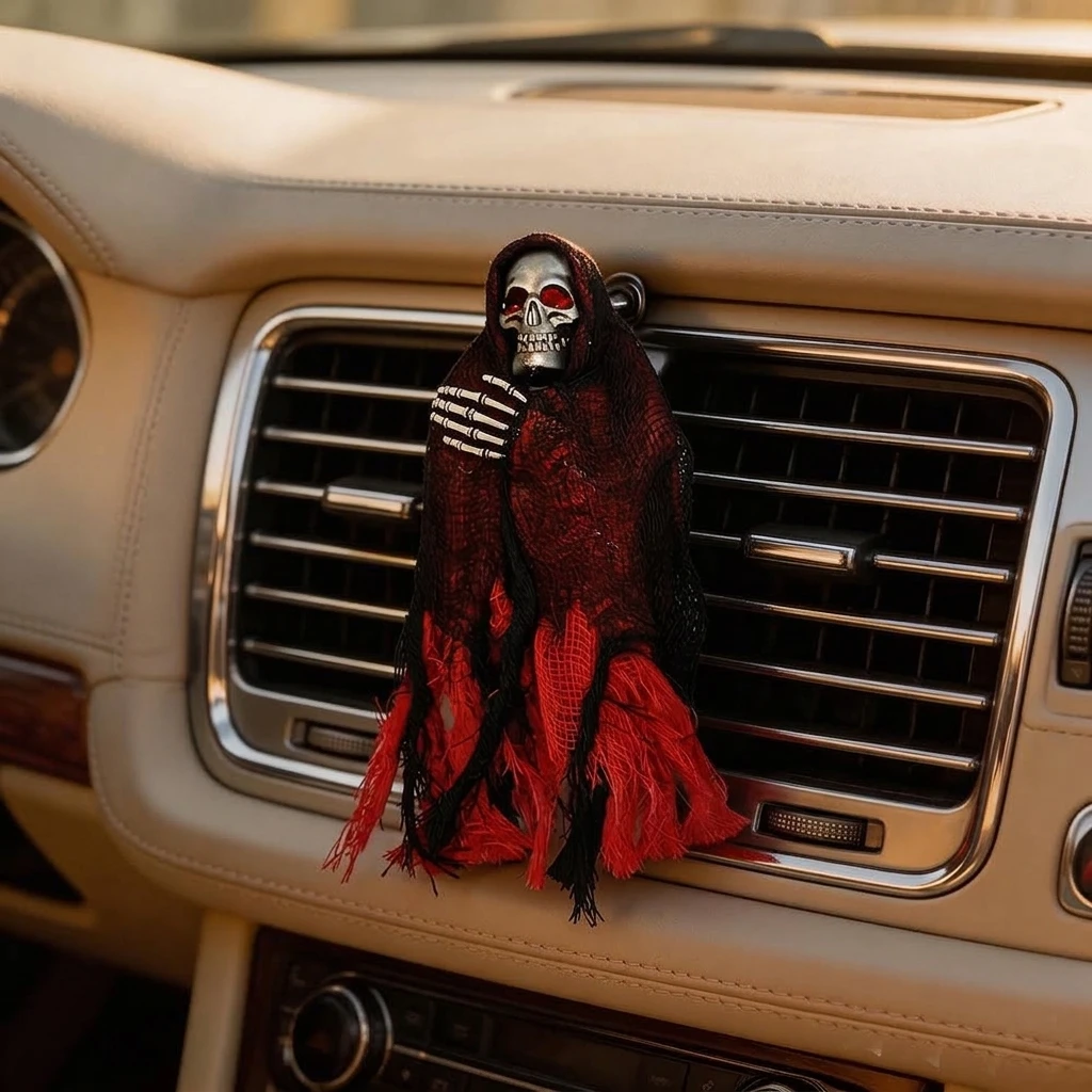 Halloween Grim Reaper Skull Car Air Vent Clip Freshener Gothic Death Skeleton Aromatherapy Diffuser Auto Interior Decor