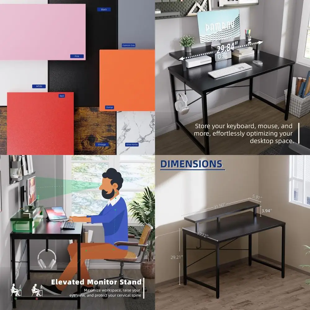 

Компактный компьютерный стол 32 дюйма с подставкой для монитора, идеально подходит для небольших помещений, для занятий с детьми или для спальни, черный