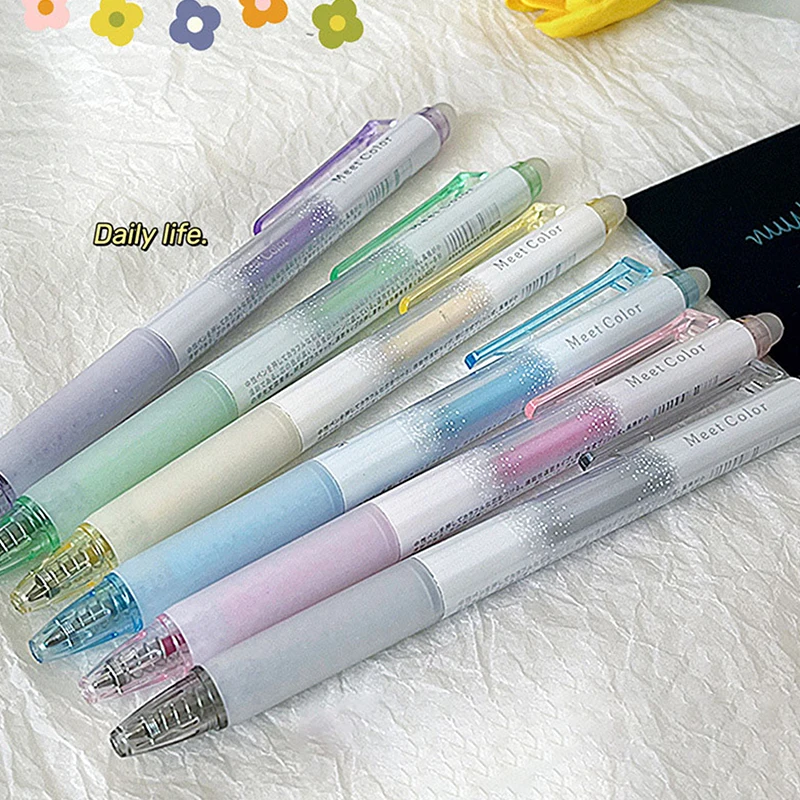 Creative Scented Erasable Gel Pens 0.7mm Glitter Neutral Pens Colorful Ink Needle Pens For Writing Korean Stationery Office