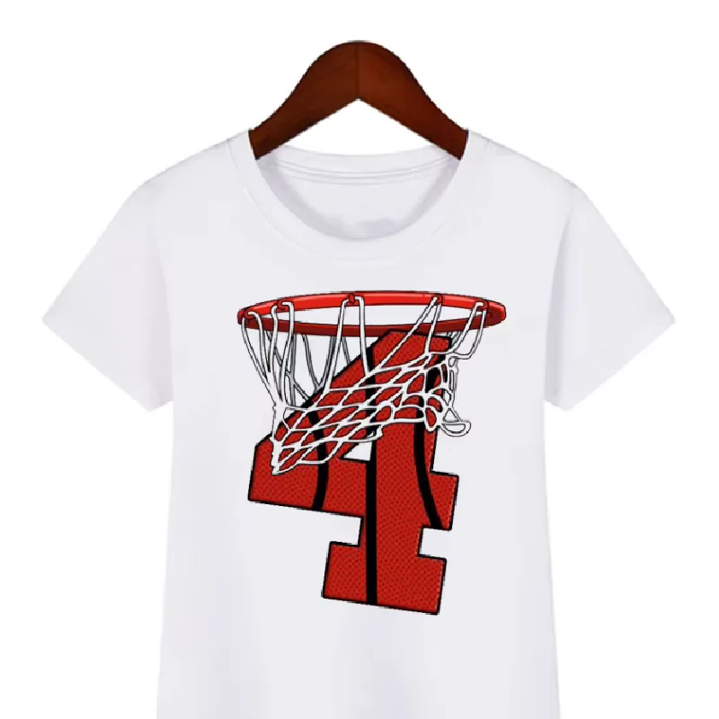 Childrens T-shirt New Funny Basketball Birthday Number Sweatshirt Birthday Gift Clothing For Kids Summer Boys T-shirts Tops