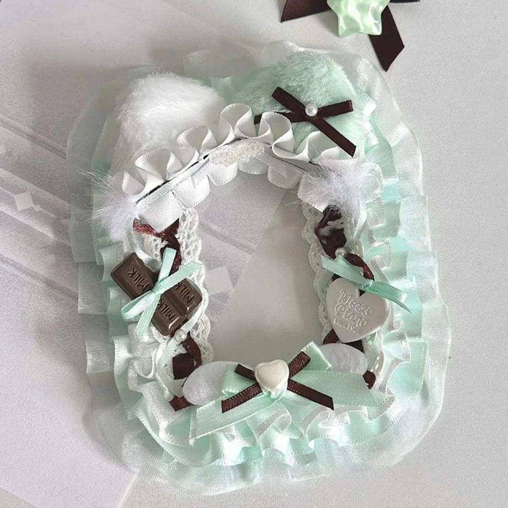 

3 Inch Angel Wings Photocard Holder Card Holder with Ribbon Lace ID Card Protection Cover Sweet Anime Plush Card Holder