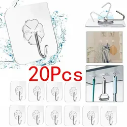 5/10/20 Pcs Door Hook Adhesive Wall Hooks Transparent Anti-skid Traceless Heavy Duty Stick on Hook Bathroom Kitchen Wall Sticker