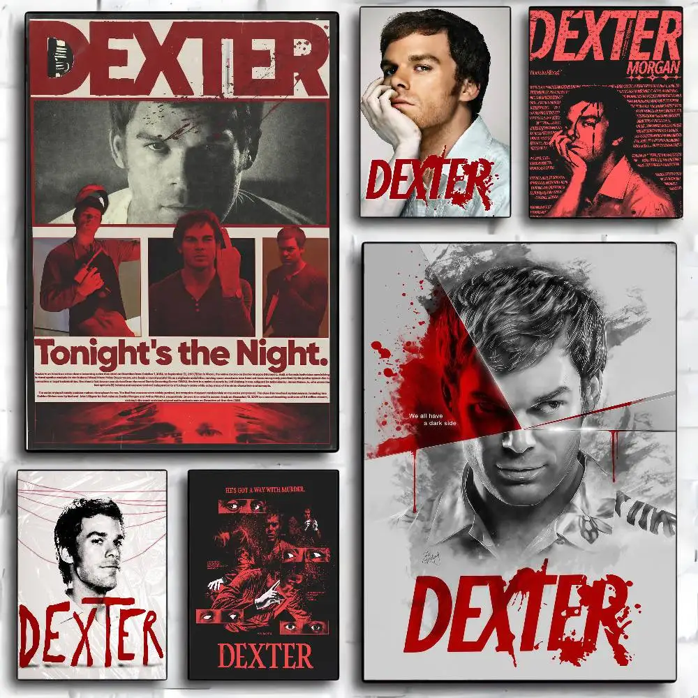 D-Dexter Michael C.Hall Classic TV Self-adhesive Art Poster Retro Kraft Paper Sticker DIY Room Bar Cafe Stickers Wall Painting