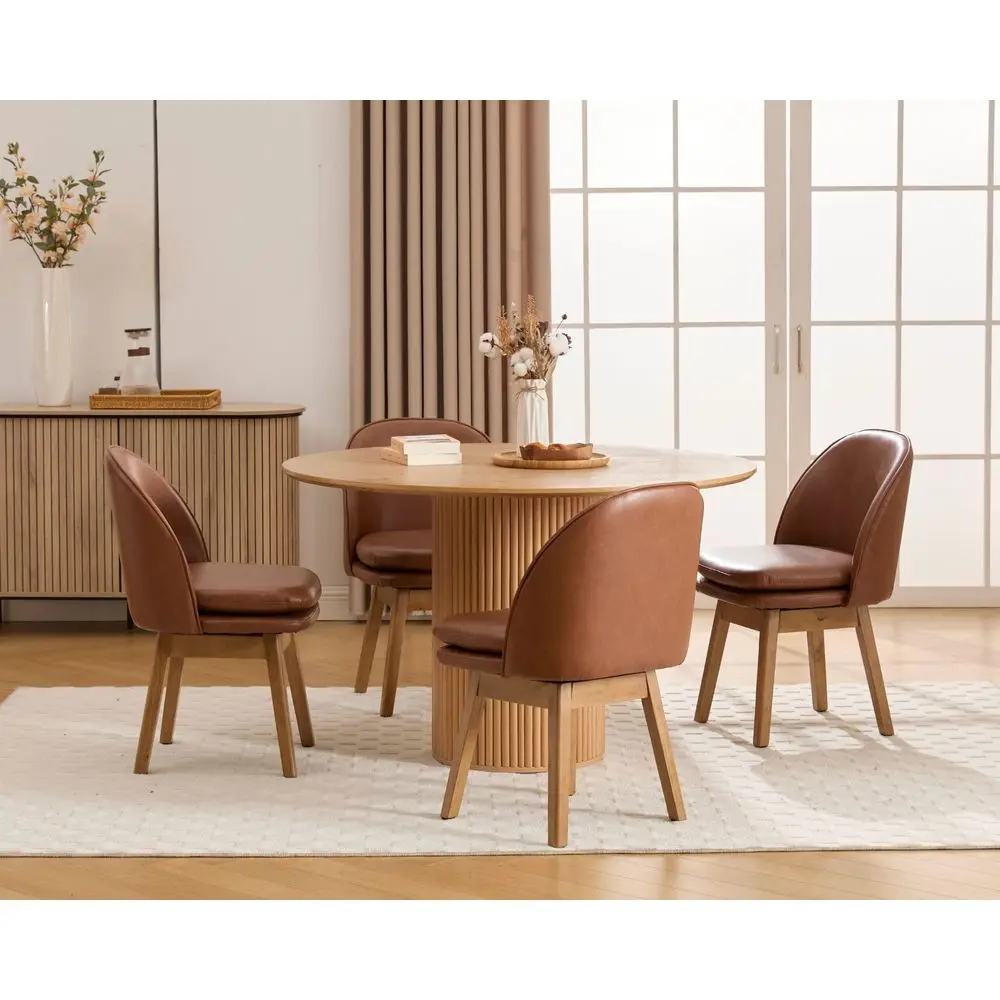 

Dining Chairs Set of 4, Modern Faux Leather Dining Room Chairs with Solid Wood Legs amp DoublePadded Seat, Swivel Accent Desk C