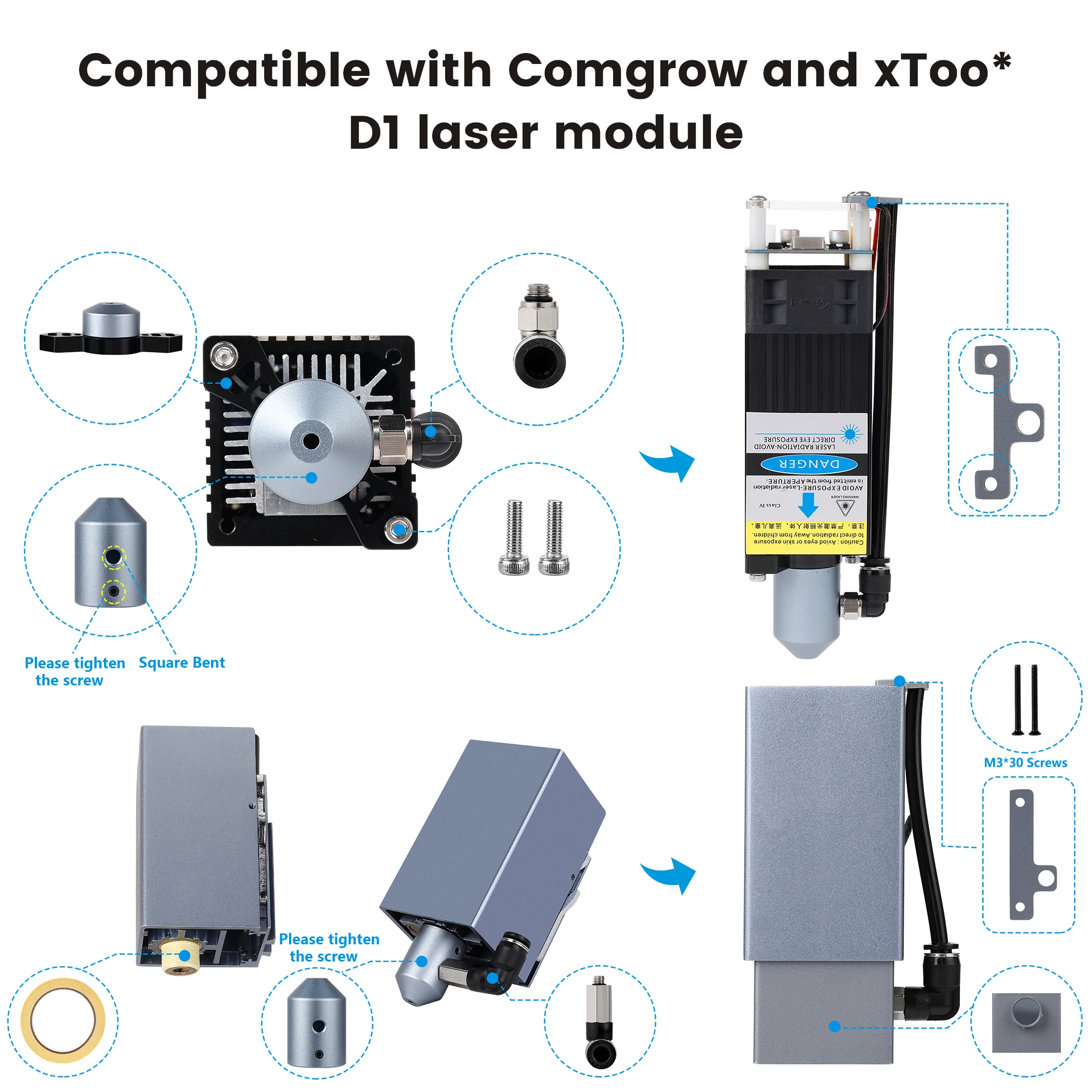 COMGROW Air Assist Nozzle Kit High Speed Air Assist Pump For D1/D1 Pro&COMGO Z1 Laser Engraver MDF Engraving Wood Cutting Tool