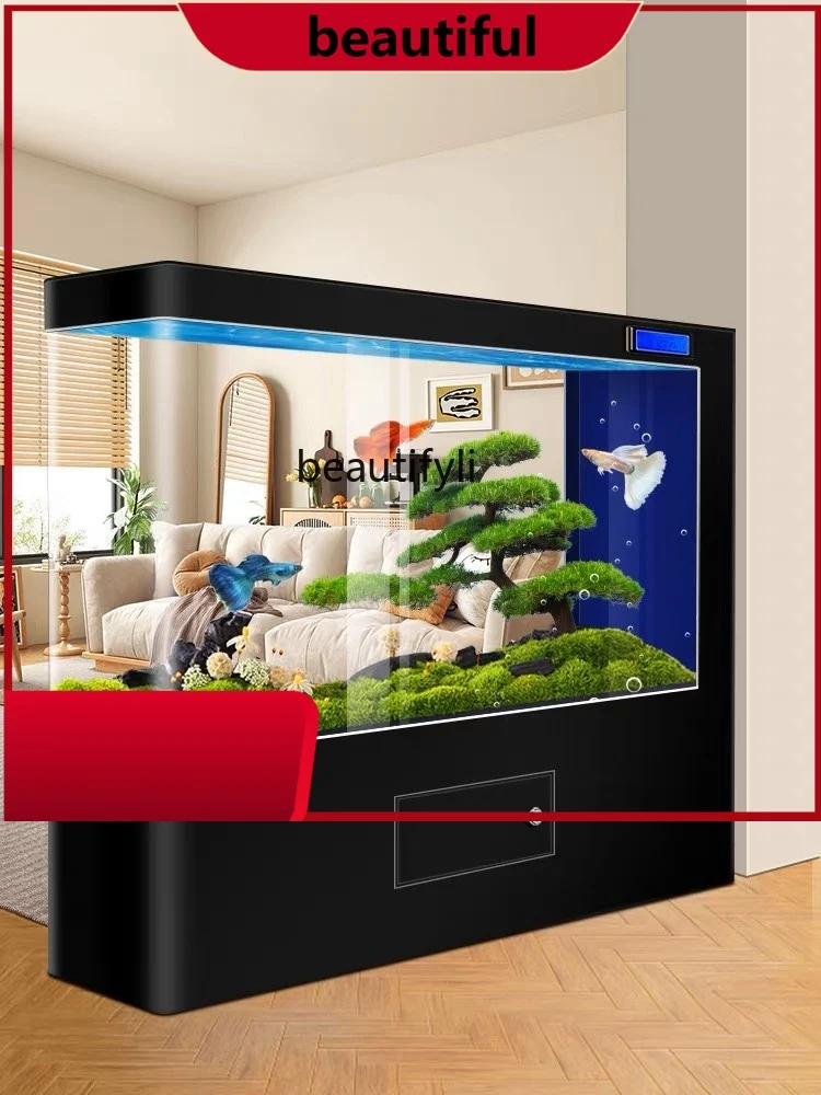 Fish Tank Living Room Light Luxury Ecological Self-Circulation Change Water Partition Floor Intelligent Aquarium  H