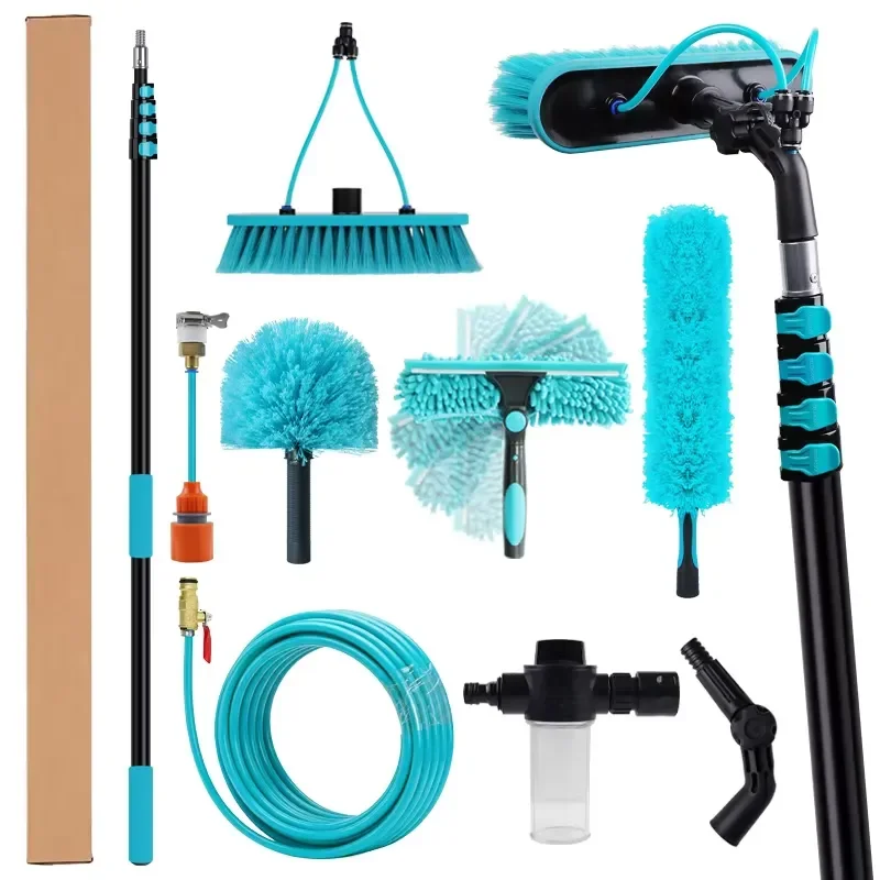 5-Section 7.2-meter telescopic window cleaning tool set, high-efficiency solar panel window cleaning tool, with water