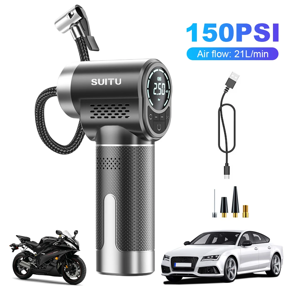 150PSI Handheld Wireless Inflatable Pump Intelligent Digital Display Cordless Tire Pump Portable Air Pump for Car Bicycle Balls