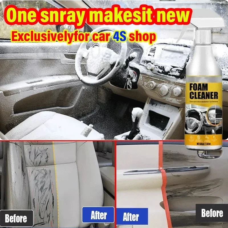 

Car Interior Cleaner Spray Detailing Multipurpose Foam Cleaner No Marks No Damage to The Material