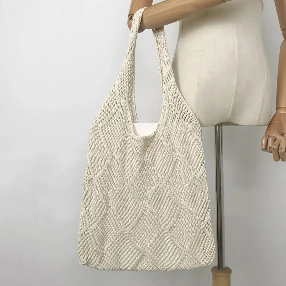 Large Capacity Crochet Bag Woven Hollow Knitting Handbags Fashion Shoulder Bags Women Shopping Tote