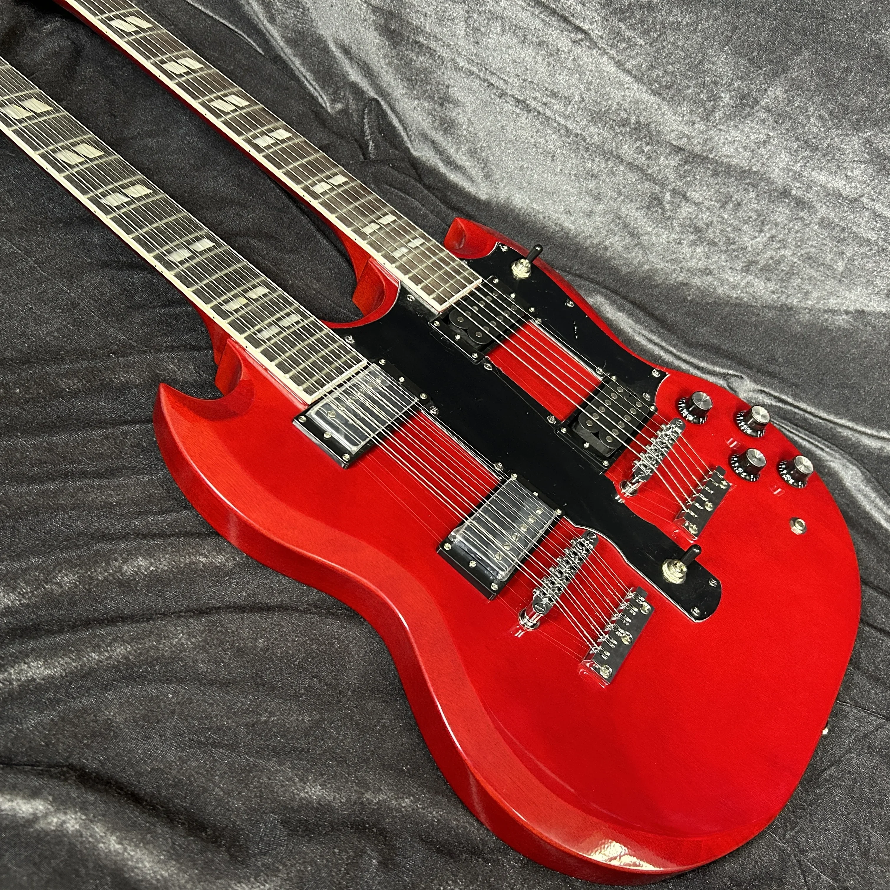 Good Sound Comfortable Hand Feel Red Colour Double Headed SG Electric Guitar Mahogany Body Rosewood Fretboard