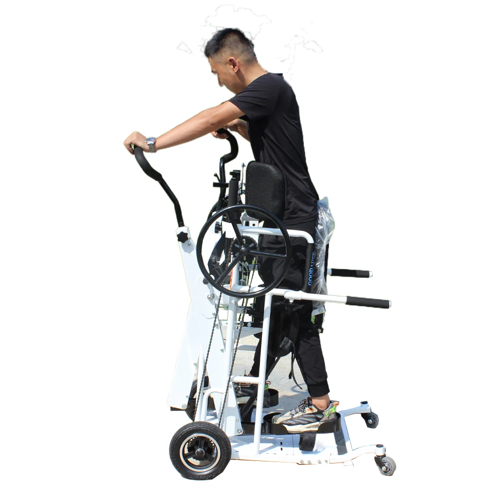 

Manual Standing Wheelchair Stroke Rehabilitation Equipment Robotic Walker for Disabled People to Prevent Osteoporosis