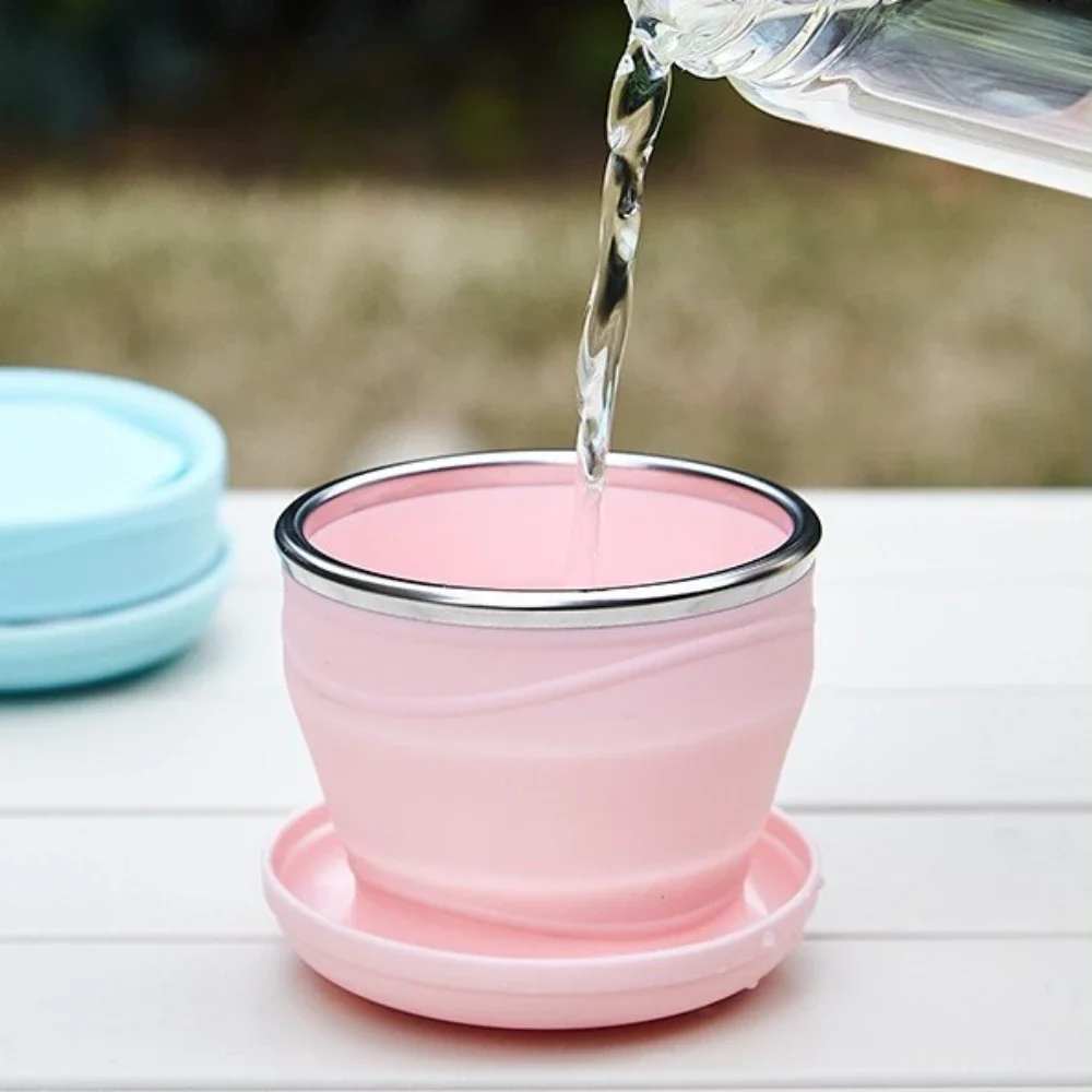 

180 мл складная силиконовая чашка, складная чашка для воды для кемпинга, для путешествий на открытом воздухе, милые портативные чашки для питья, подарок, практичные чашки для воды