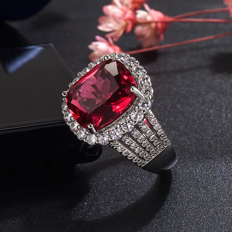 Sólido 925 prata esterlina rubi jóias anel para homens mulheres finas anillos de casamento anel bizuteria prata 925 jóias anéis