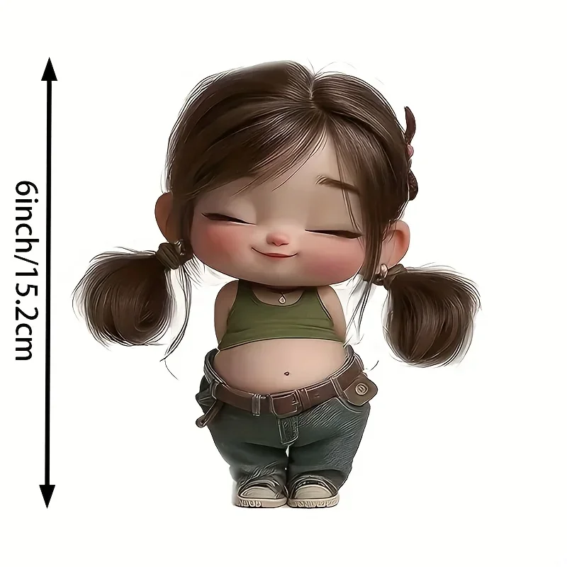 1Pc Cute Double Ponytail Girl Green Tank Top Waterproof Vinyl Sticker, Decal for Car Motorcycle Water Bottle Laptop Wall Decor
