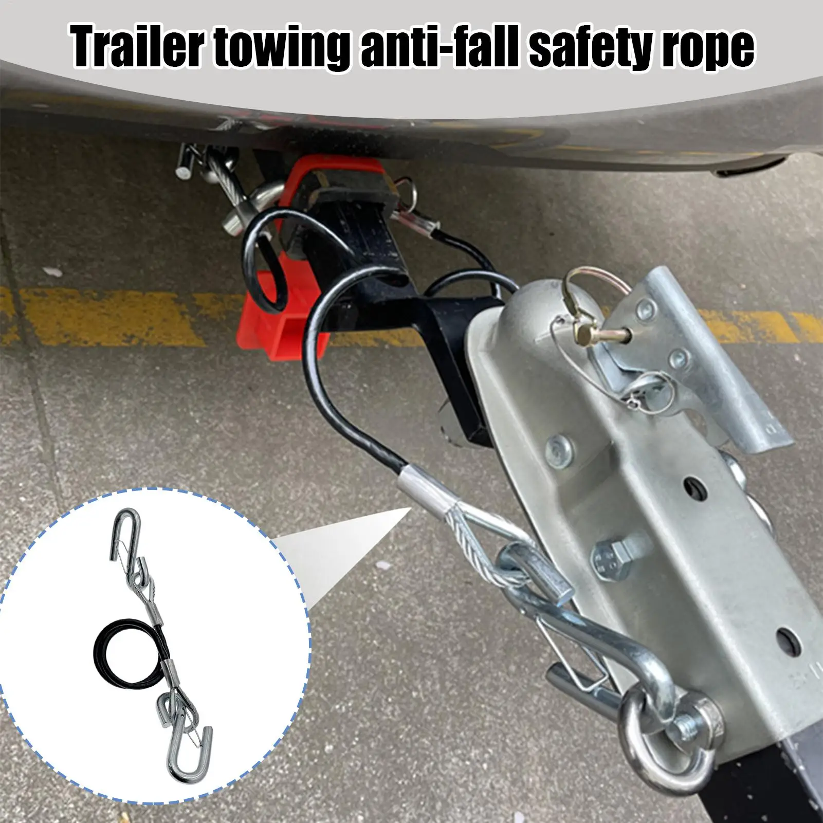 

Буксирный трос сцепного устройства прицепа 27,55 дюйма с оцинкованным S-пружинным крючком Стальная проволока Усиленный сердечник Регулируемый противоскользящий жгут Буксирный трос