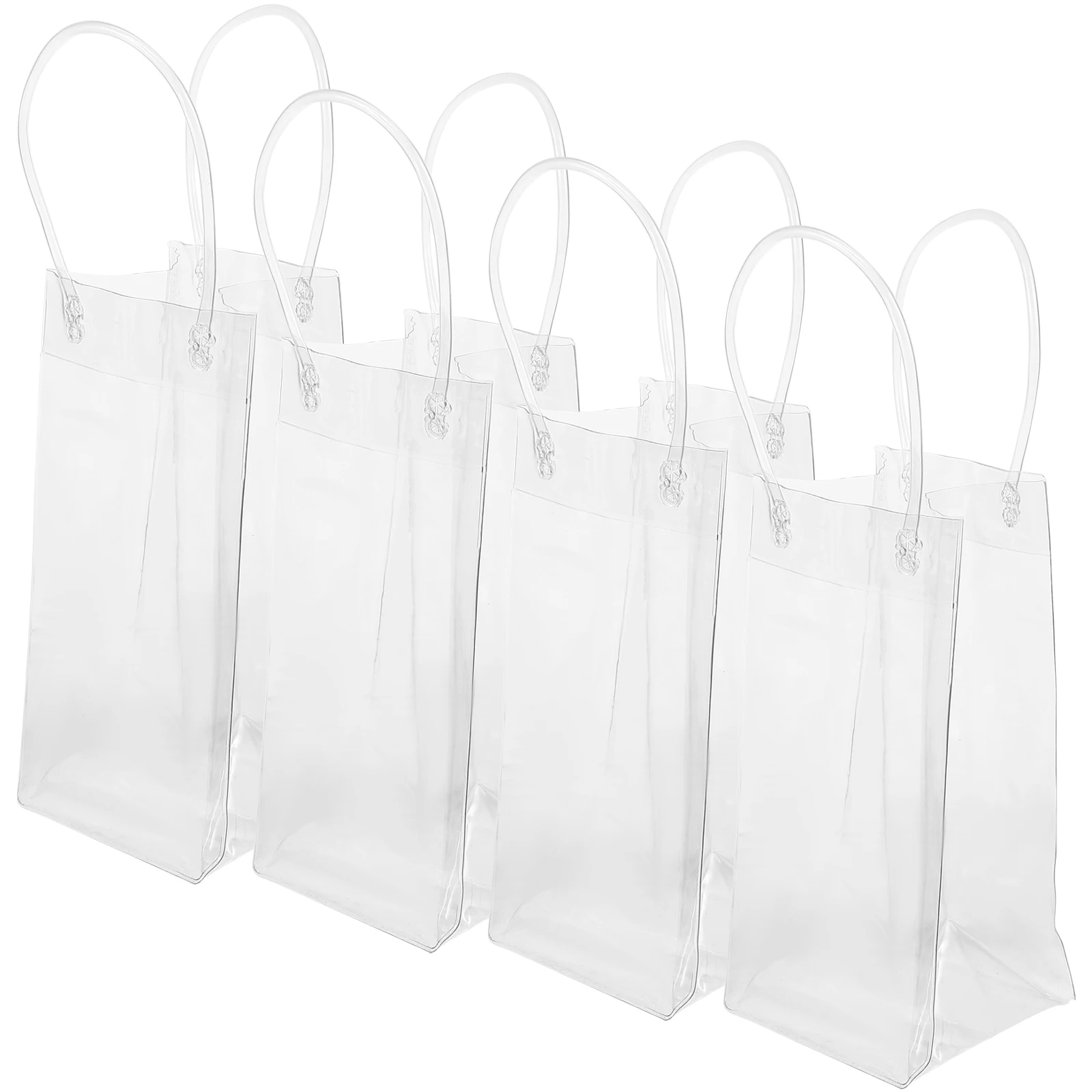 

4 Pcs Gift Tote Bag Portable Clear Bottle Party Household Multi-function Accessories Carrier Handheld