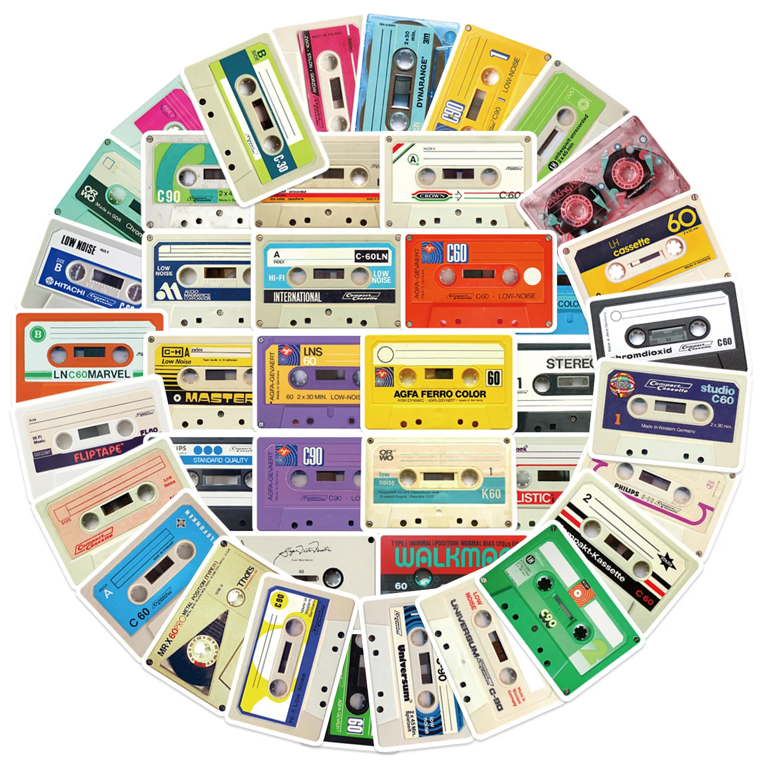 10/30/50PCS Retro Mini Cassette Tape Stickers Creative DIY Decoration for Laptop Phone Cup Guitar Skateboard Nostalgic Stickers