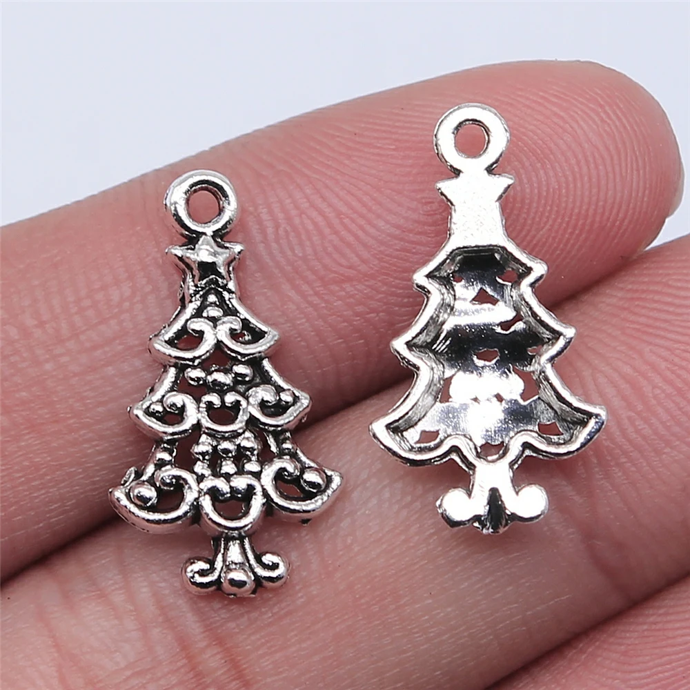 

200pcs 23x13mm Antique Silver Color Christmas Tree Charms For Jewelry Making DIY Jewelry Findings