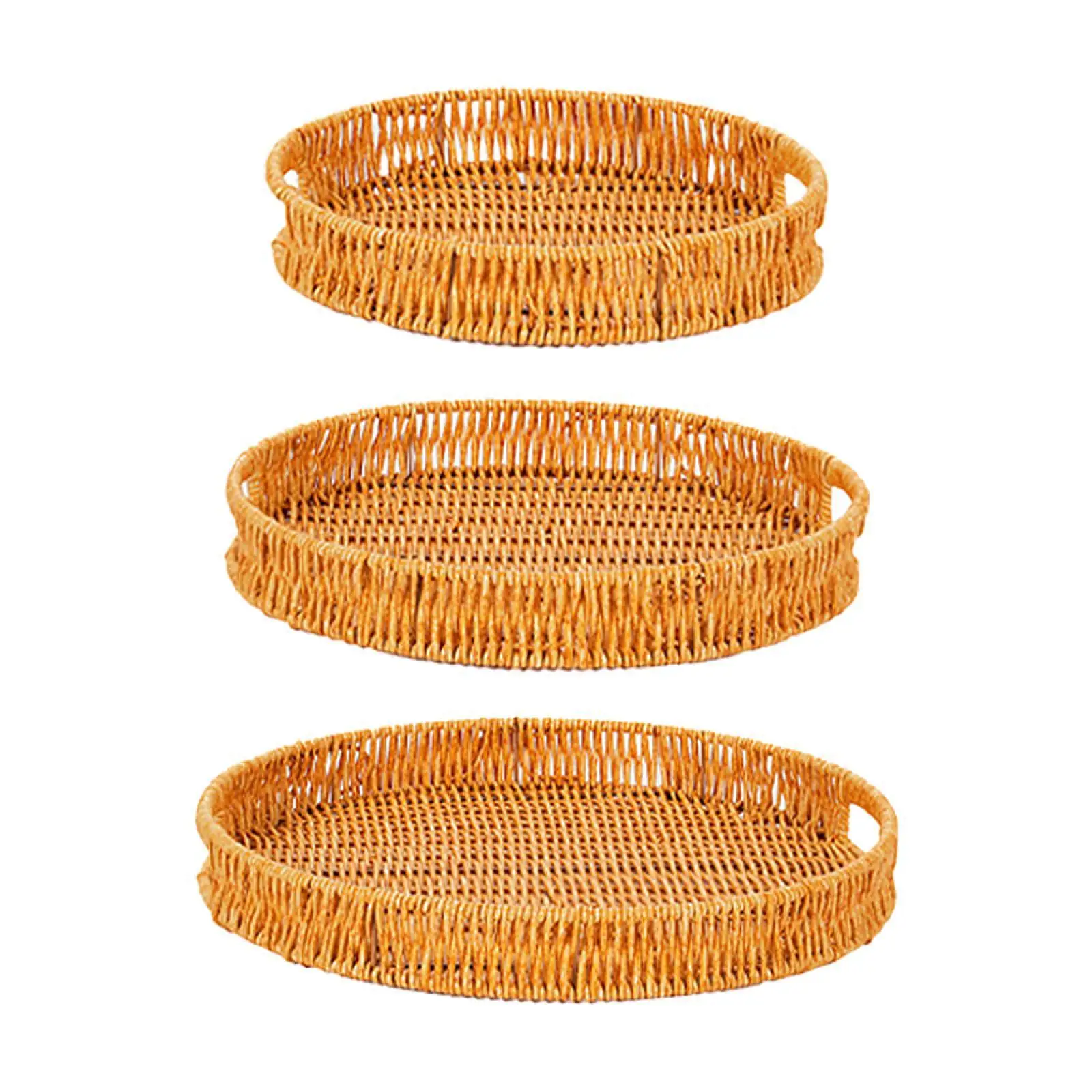 Imitation Rattan Bread Basket Forks Spoons Storage Organizer Snack Tray Fruit Tray for Cupboards Napkins Spoons Fruits Onions view 5