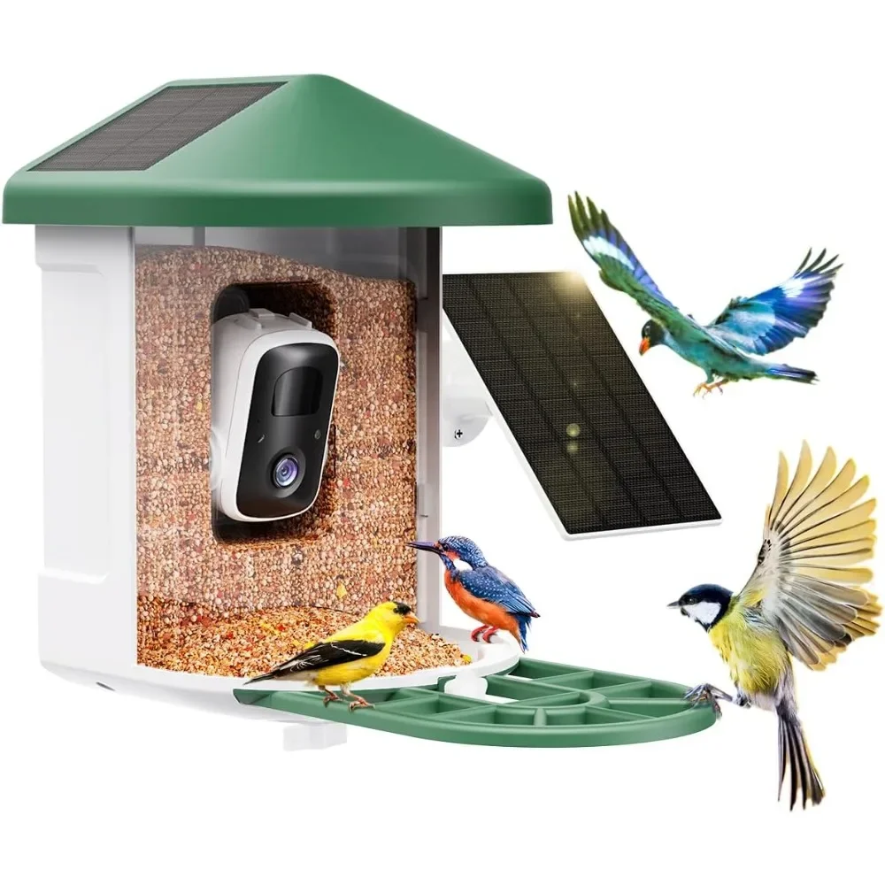 Bird Feeder with Camera with AI Identify Bird Species Solar Panel, Smart Bird House with Cam, Live View, Instant Arrival Alerts