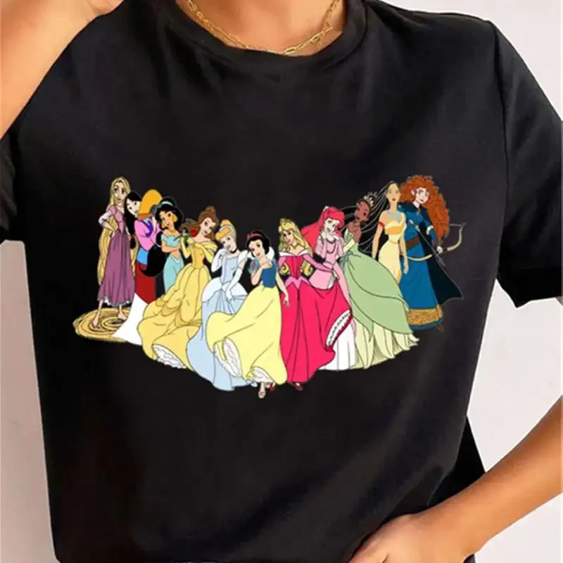 Harajuku Disney Cartoon Women T-shirt Snow White and The Seven Dwarfs Printing Streetwear Casual Loose Short Sleeve Tops Unisex