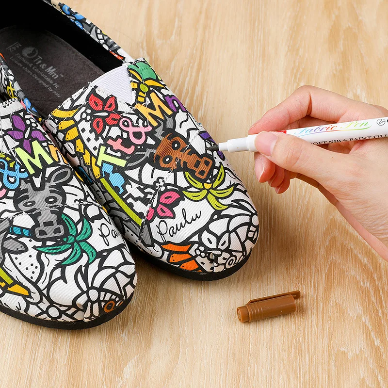 12/24 Colors Marker For Fabric Brush Paint Pen Clothes Textile DIY Crafts T-shirt Graffiti Pigment Painting Markers Tool