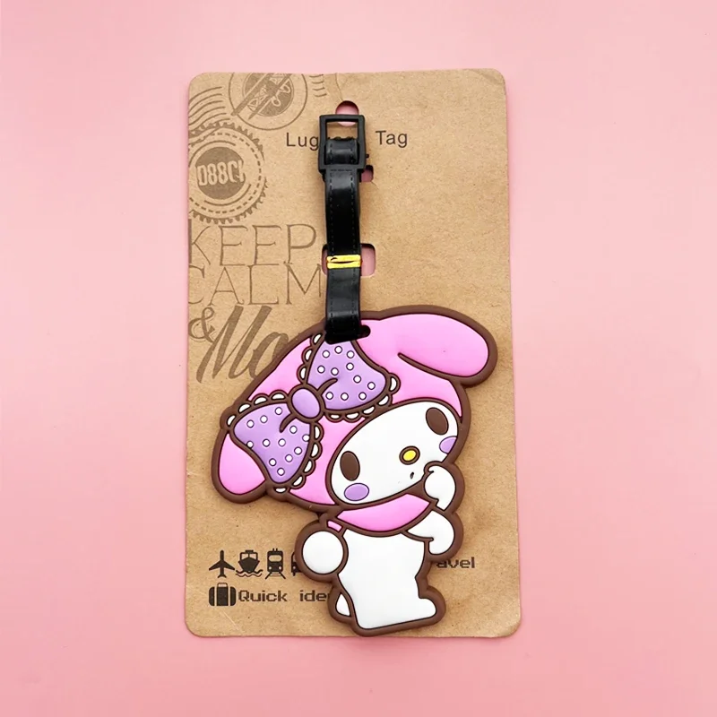 Hello Kitty Luggage Tag Anime Cute Sanrio My Melody Kuromi Cartoon Travel Suitcase Identification Small Pendant Portable Gift