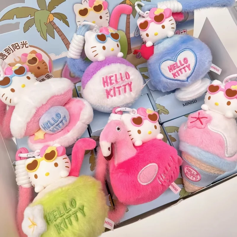 

HelloKitty Summer Black Leather Series Plush Aromatherapy Pendant Blind Box Doll Will Change Color When Encountering Sunlight