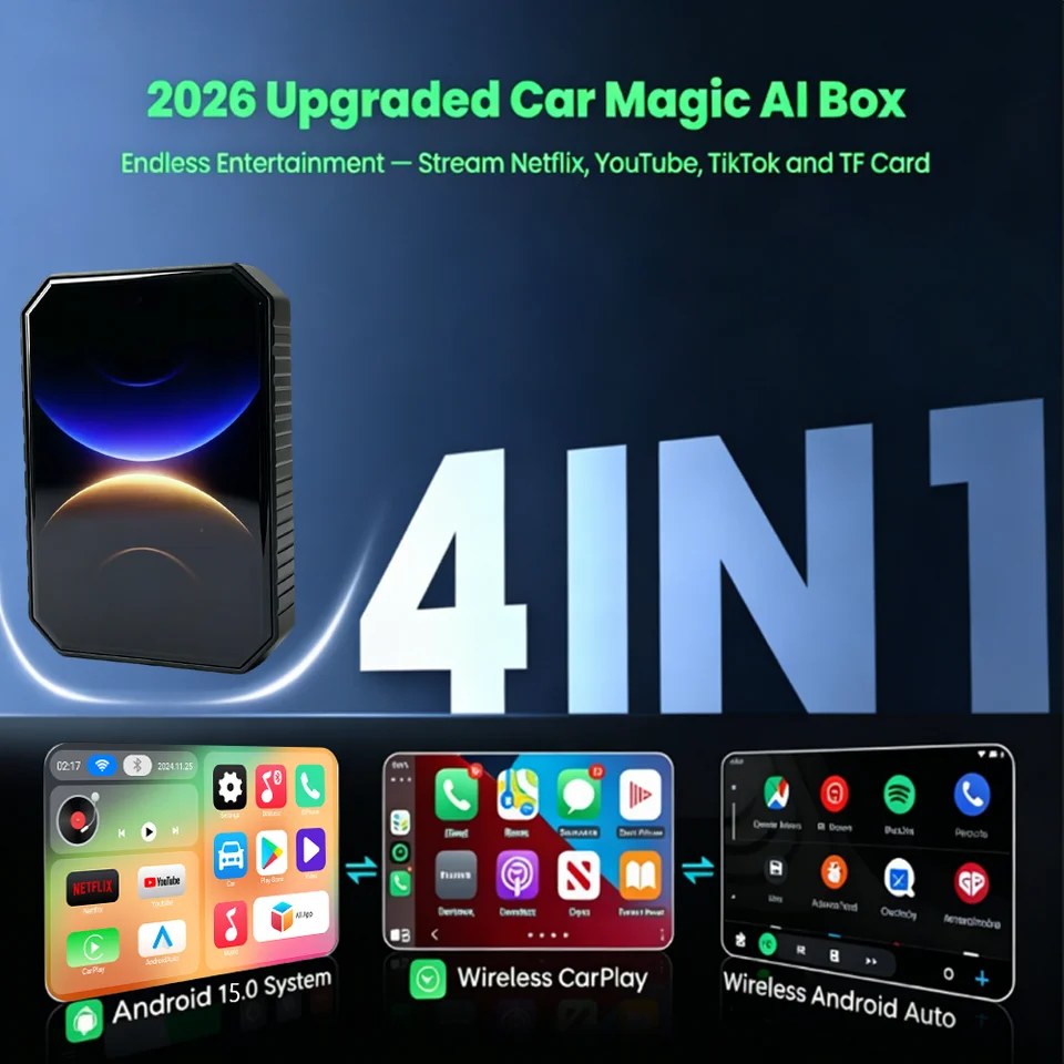 Android 15 CarPlay AI Box Plug & Play Netflix YouTube Car