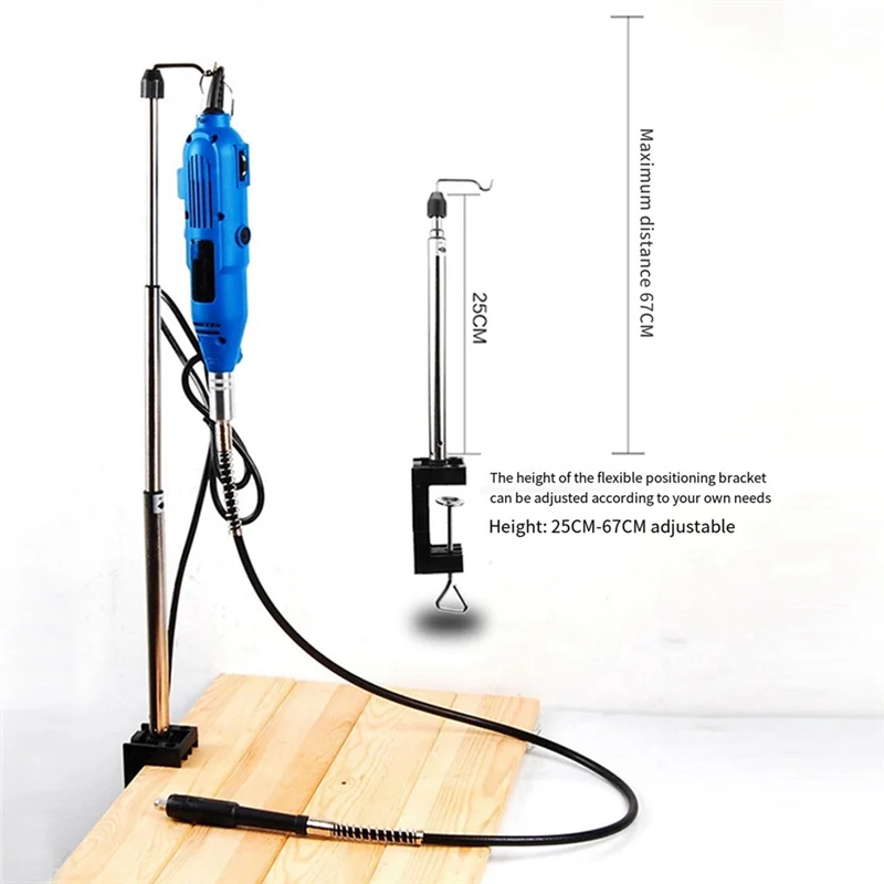 Clamp-Type Flexible Shaft Rotary Grinder Bracket Electric Mill Telescopic Bracket Desktop Support Rack