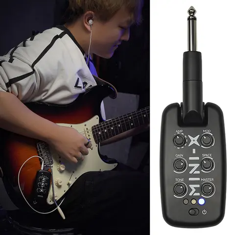 M-VAVE Headphone Amplifier MINI-X Portable Guitar Amp Plug Rechargeable Plug-In Amp Built-in 9 Different Amplifier Tones