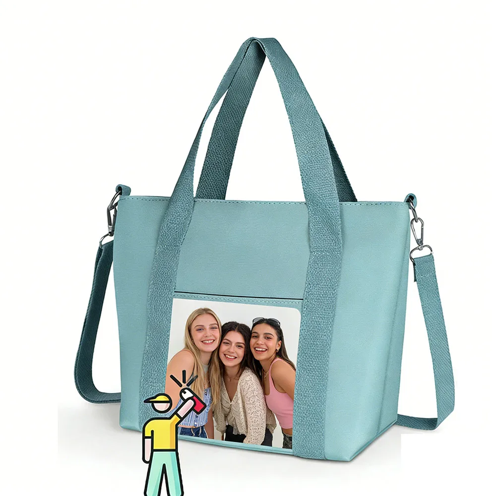 BFF Matching Women Oxford Cloth Tote Bag Custom Best Friend Photos Logo DIY Design Waterproof Shoulder Crossbody Handbag