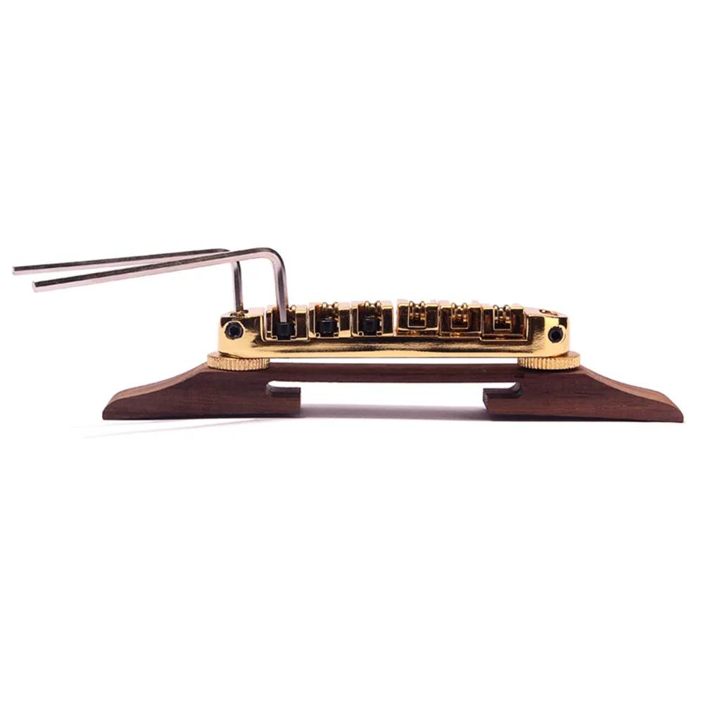 

Jazz Guitar Bridge Rosewood Golden Adjusting Base Roller Saddles Adjustable Guitar Parts Tailpiece