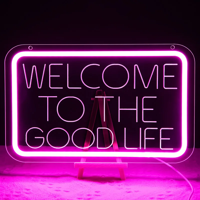 Letrero de neón The Good Life para Bar de negocios, decoración para sala de estar, decoración de pared, luz Led para decoración de fiesta, letrero de neón con luz 3D