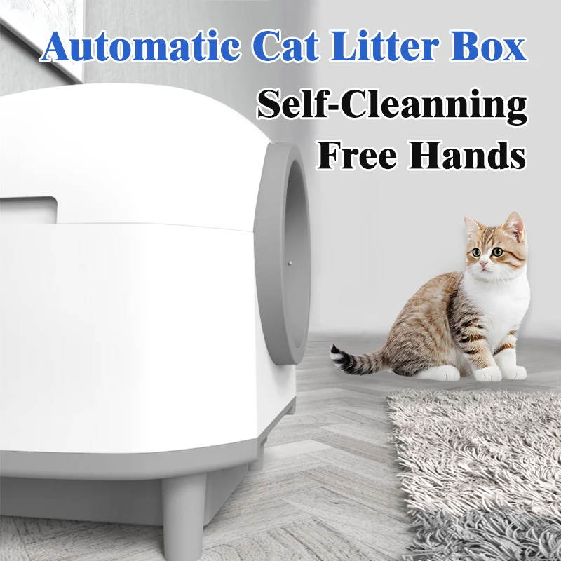Automatic Self-Cleaning Cat Litter Box Fully Enclosed Pet Toilet with Smart WiFi App Control Travel-Ready Litter Tray for Cats