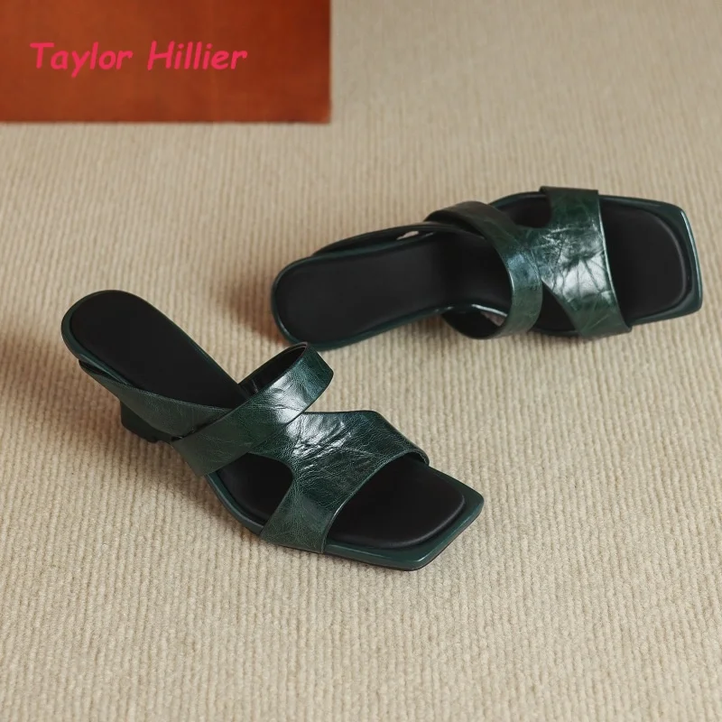 Casual Crisscross Wedge Heel Mules Women Square Open Toe Cutout Slip On Comfortable Daily Commute Office Summer Fashion Shoes