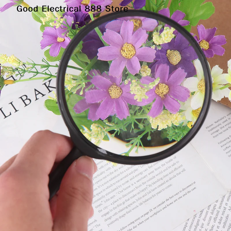 【G】1pc Professional Lightweight 90mm Handheld Magnifier 5X Reading  Newspaper Magnifying Glass Jewelry Plastic Magnifying Glass
