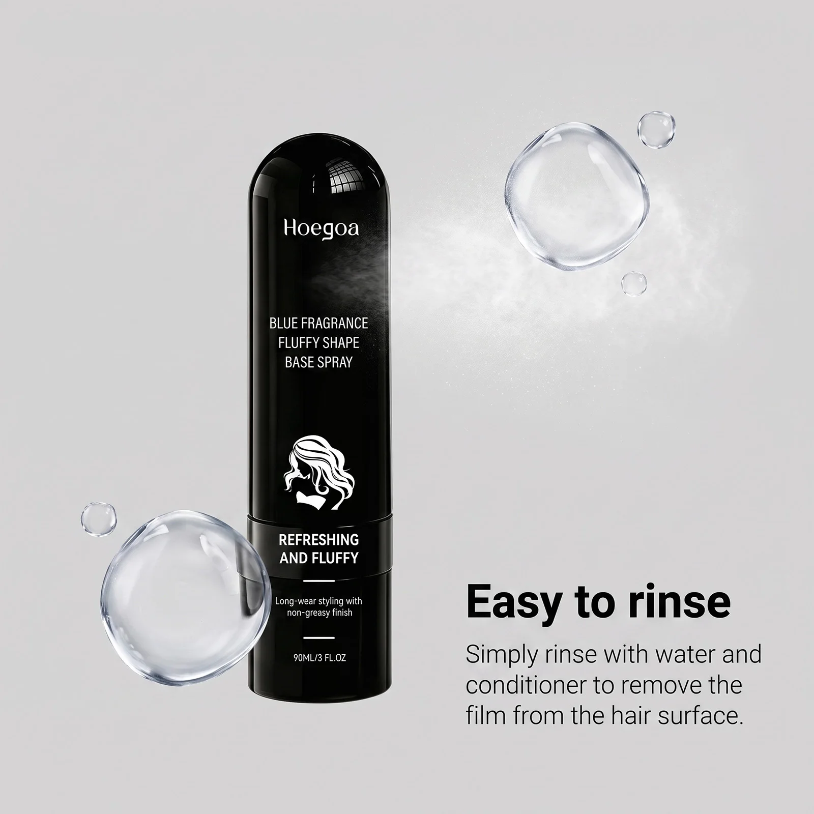 Fluffy Shape Base Spray 90ml Wurzel-Lifting Volumen für feines Haar, nicht fettend, leicht auszuspülen, blauer Duft, für den täglichen Gebrauch und die Haarstyling-Anwendung – Detail 2