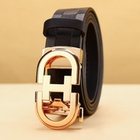 Men's Sleek Automatic Buckle Belt - Genuine FauxwithTextured Square Pattern, Black, Simple & Stylish DesignforCasual Attire