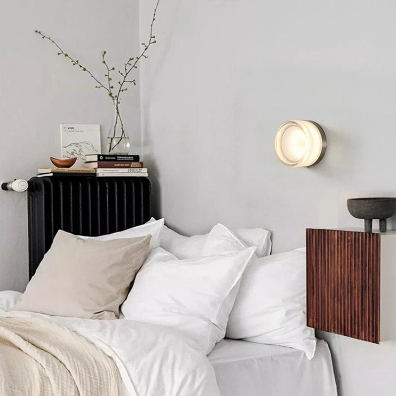 Lampade da parete a LED F-3C per comodino camera da letto Lampade da parete rotonde a LED per interni ed esterni Apparecchio di sfondo Luce acrilica