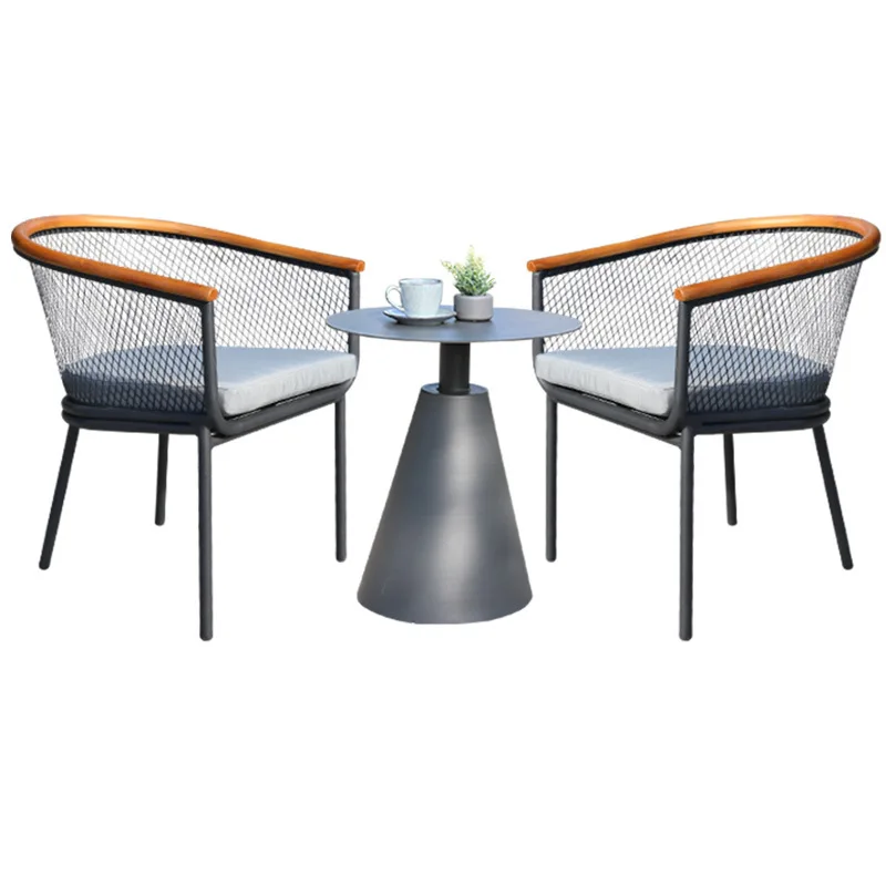 

Nordic outdoor table and chair villa creative balcony three-piece teak hotel courtyard garden outdoor