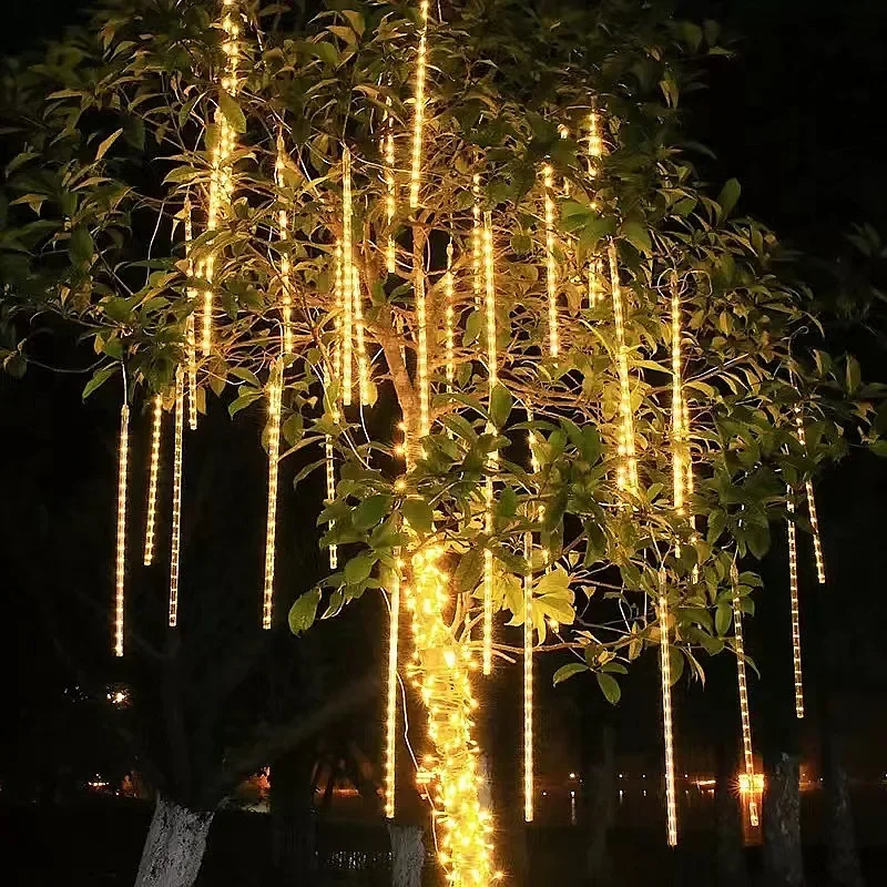 Juego de luces LED para exteriores, cadena de luces de ducha de meteoros, hadas de la calle, fiesta de Navidad, jardín, vacaciones, decoración de boda, 1/2/3/4 Uds.