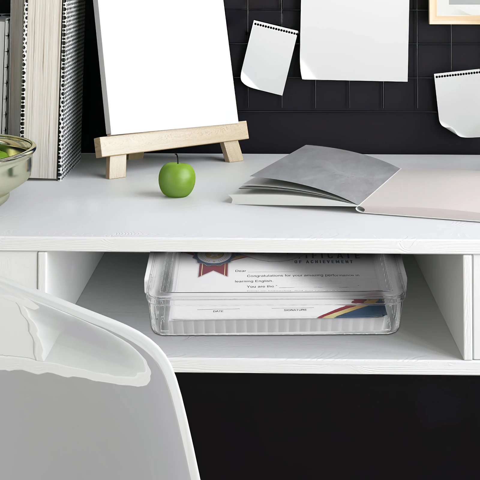 

Transparent Large Capacity Document Organizer White Scrapbook Paper Storage Plastic File Box For Paper Office Use